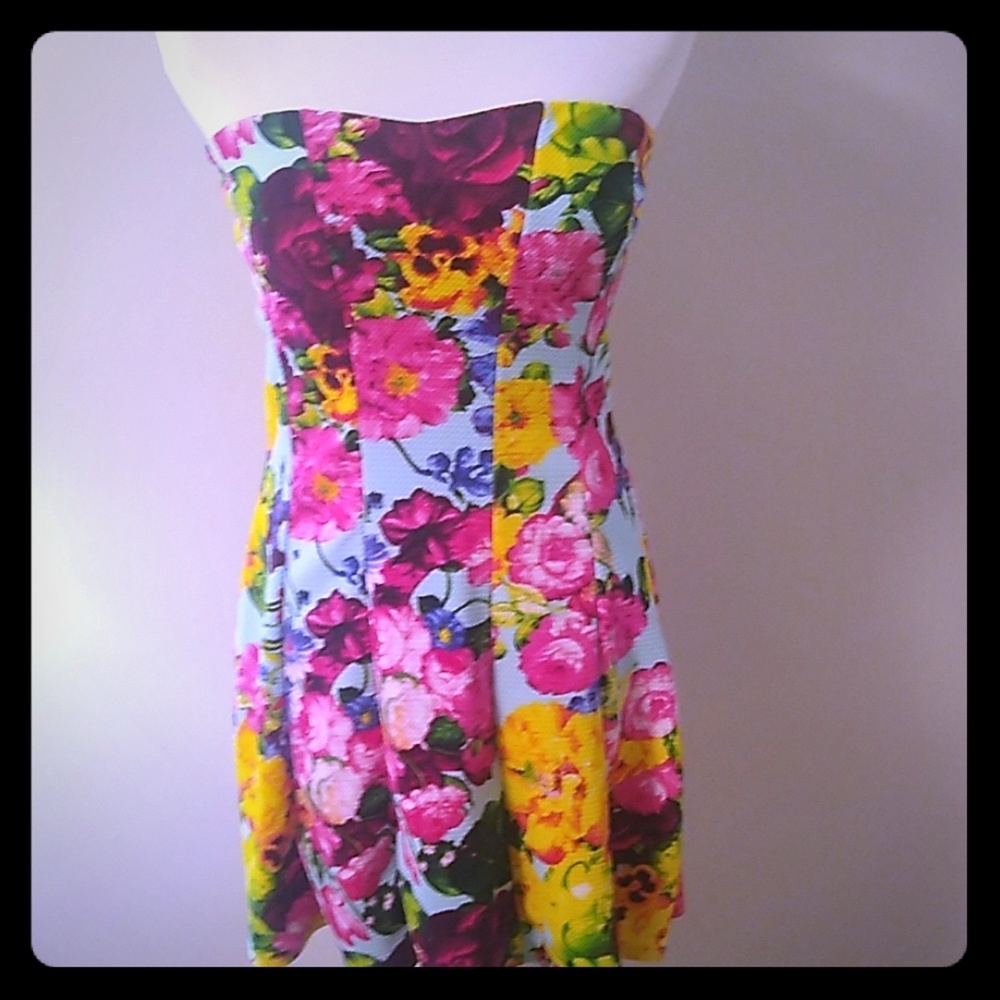 Strapless floral dress